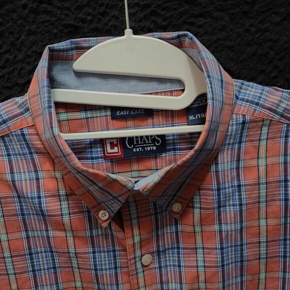 Chaps Mens Button Up Shirt Multi-Color Size XL Cotton Blend Easy Care Collar - Picture 8 of 12